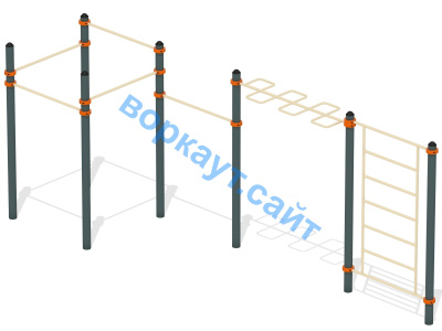 Воркаут турники с шведской стенкой и рукоходом  ВС-21 в Чебоксарах