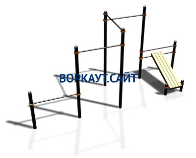 Воркаут комплекс разноуровневых турников со скамьей для пресса ВС-37 в Чебоксарах
