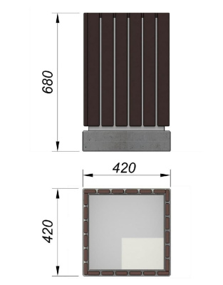 Урна деревянная квадратная с бетонным основанием МАФ 1633 в Чебоксарах