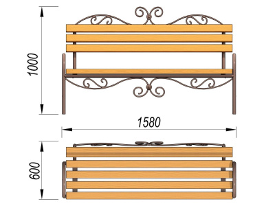 Лавочка кованная МАФ 1606 в Чебоксарах