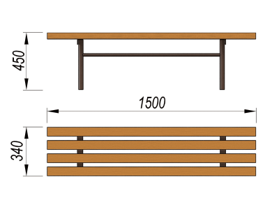 Лавочка без спинки МАФ 1601 в Чебоксарах