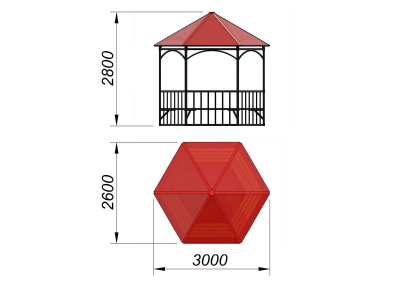 Беседка с лавками и полом МАФ 4122 в Чебоксарах