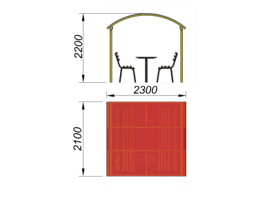 Стол и лавки под навесом МАФ 4005 в Чебоксарах