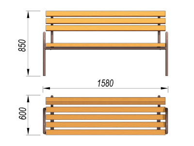 Парковая лавочка со спинкой МАФ 1605 в Чебоксарах