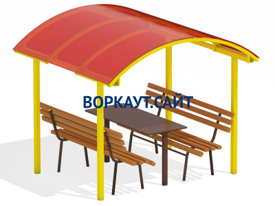 Стол и лавки под навесом МАФ 4005 в Чебоксарах