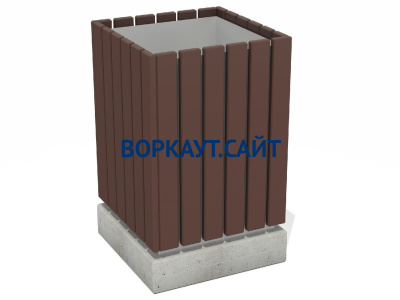 Урна деревянная квадратная с бетонным основанием МАФ 1633 в Чебоксарах